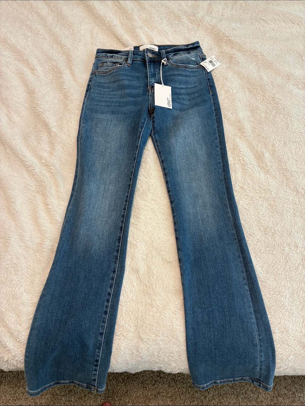 Stretch HighRise Bootcut Jeans In Medium Blue By Vervet